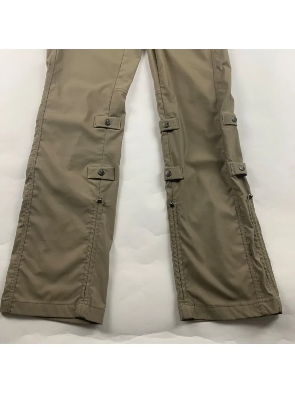 LONG Athleta Khaki Stretch Nylon Canvas Adjustable Straight Leg Adventure Pant 2 - Picture 2 of 9